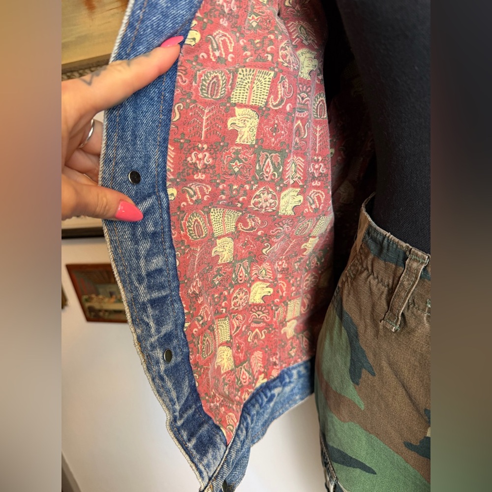 Vintage 1980s ACA-JOE Denim Trucker Jacket Fabric Lined Men's S-M Hong-Kong - Picture 8 of 16